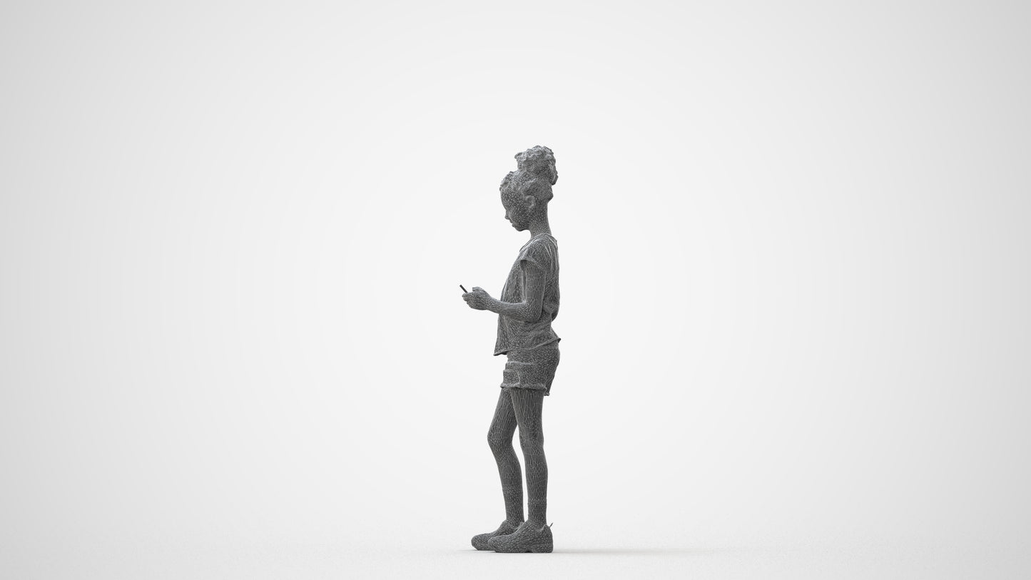 photogrammetry 3D girl casual kids, realistic human model archviz FBX, square thumbnail