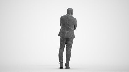 photogrammetry 3D man business, realistic human model archviz FBX, wireframe front view