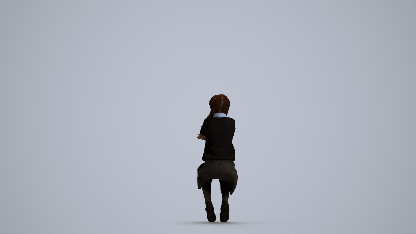 scanned 3D girl kids, photogrammetry people for Enscape and V-Ray, front view render