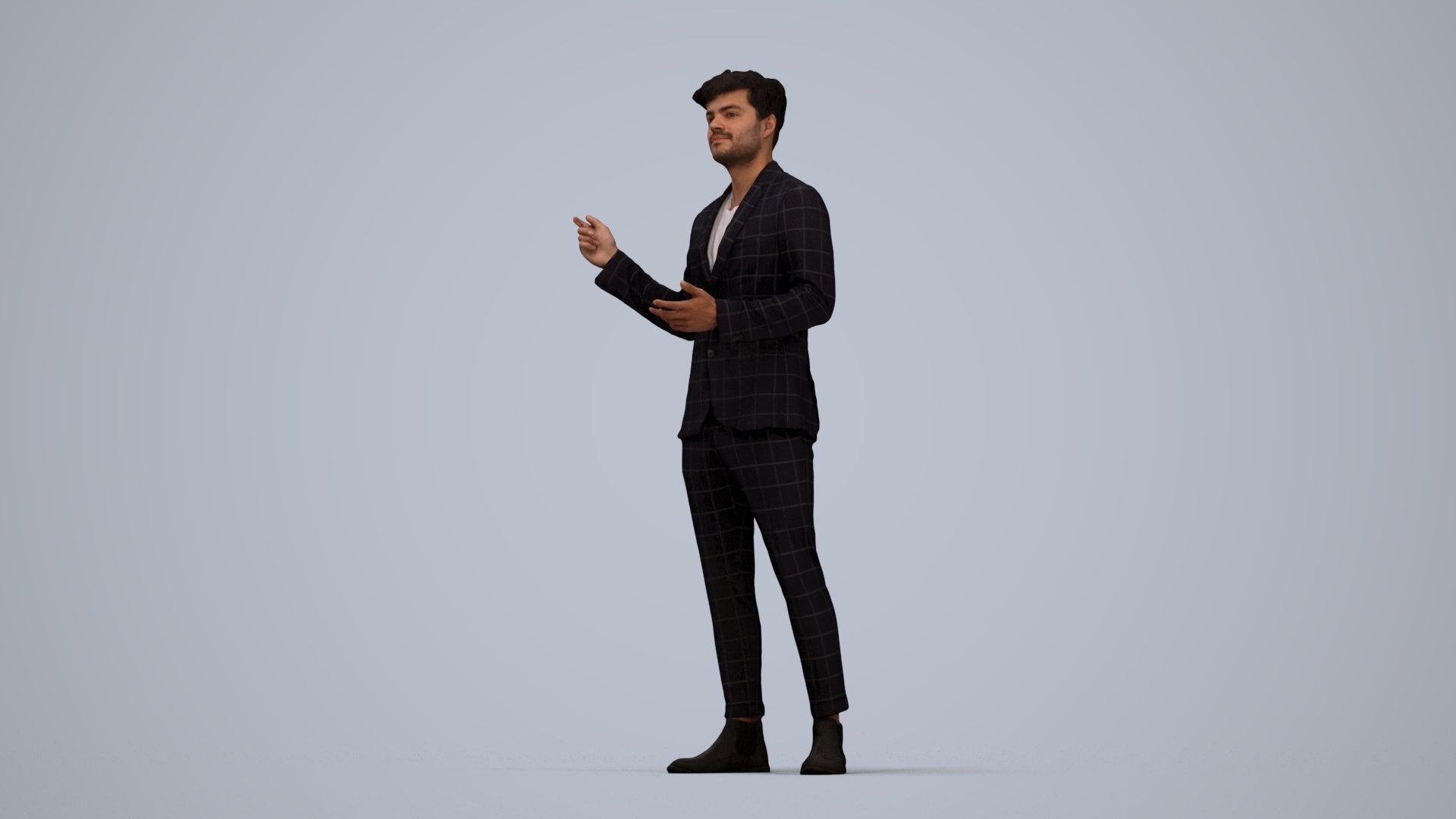3D scanned man business, photorealistic archviz people for Enscape and SketchUp, top-down view render