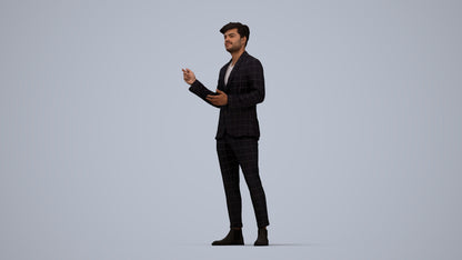 3D scanned man business, photorealistic archviz people for Enscape and SketchUp, top-down view render