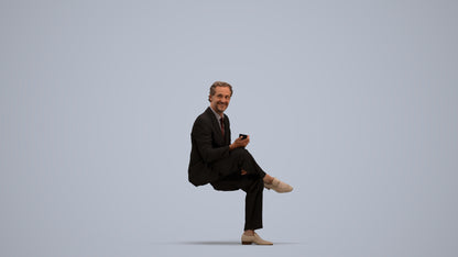 scanned 3D man business sitting, photogrammetry people for Enscape and V-Ray, standing pose render