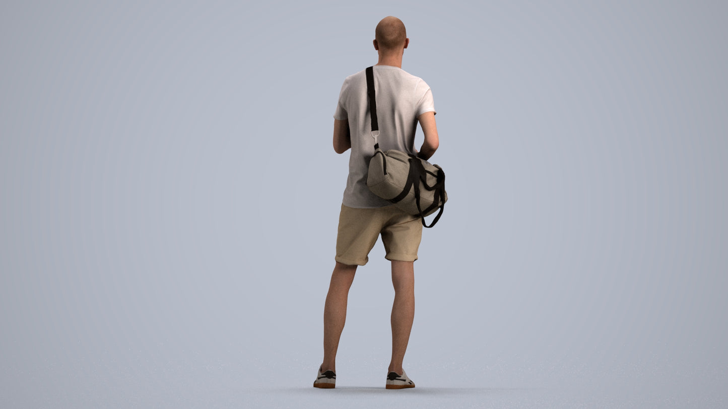3D scanned man mix casual, photorealistic archviz people for Enscape and SketchUp, front view render