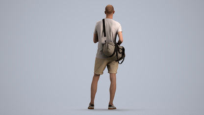 3D scanned man mix casual, photorealistic archviz people for Enscape and SketchUp, front view render