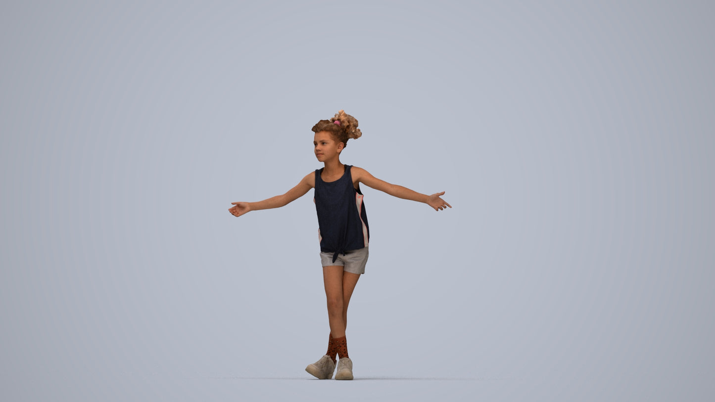 realistic 3D people girl sport kids, render-ready for V-Ray and Corona, FBX OBJ, top-down view render