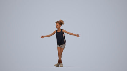 realistic 3D people girl sport kids, render-ready for V-Ray and Corona, FBX OBJ, top-down view render