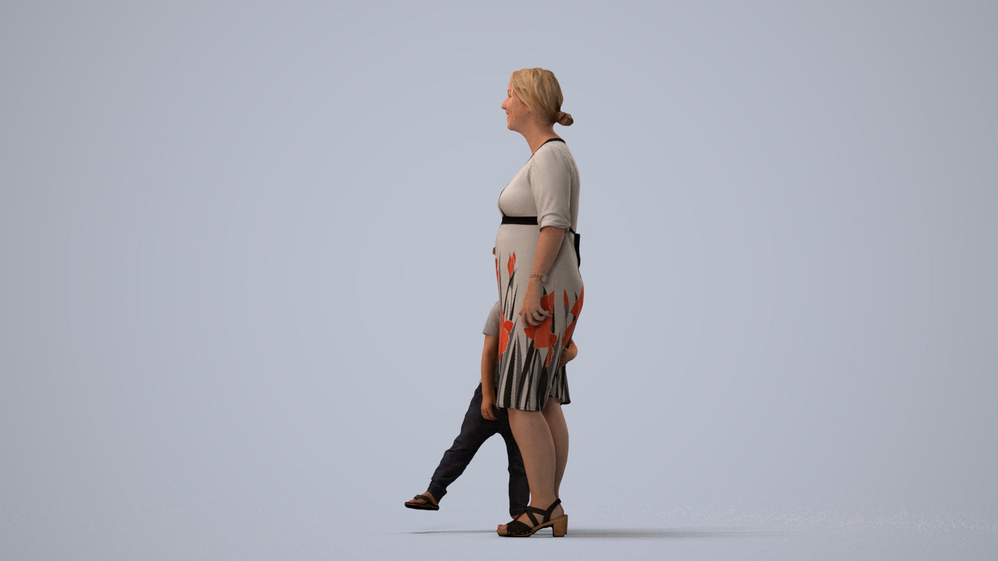 photogrammetry 3D girl casual kids, realistic human model archviz FBX, three-quarter view render