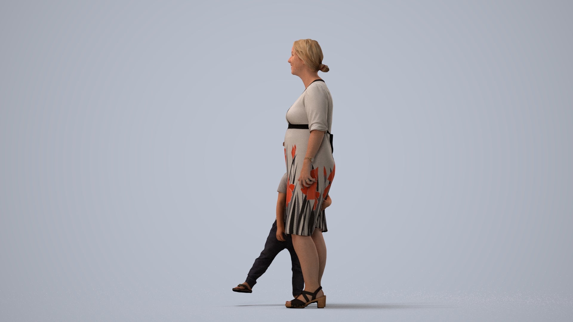 photogrammetry 3D girl casual kids, realistic human model archviz FBX, three-quarter view render