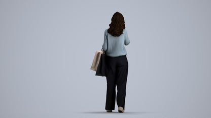 realistic 3D people woman casual walking, render-ready for V-Ray and Corona, FBX OBJ, front view render