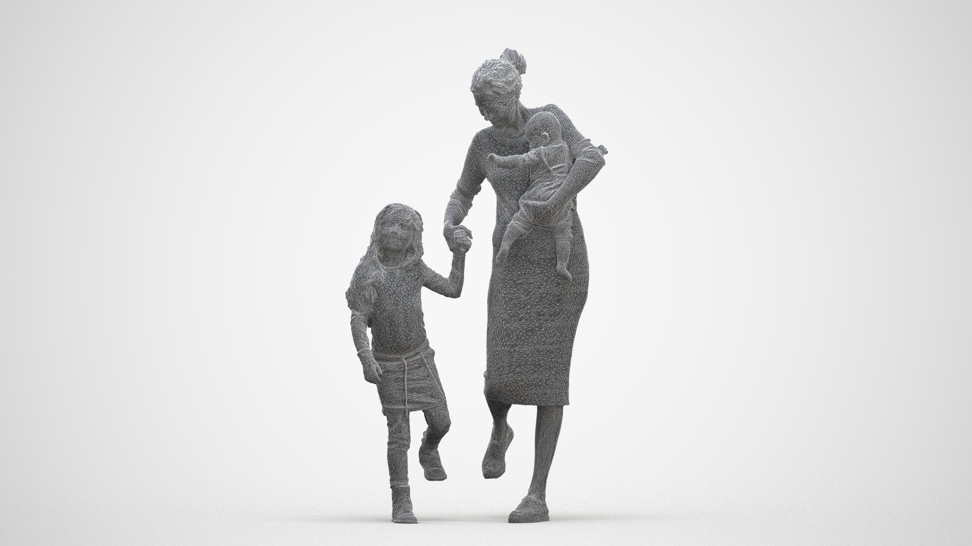 realistic 3D people girl casual kids, render-ready for V-Ray and Corona, FBX OBJ, three-quarter front view render