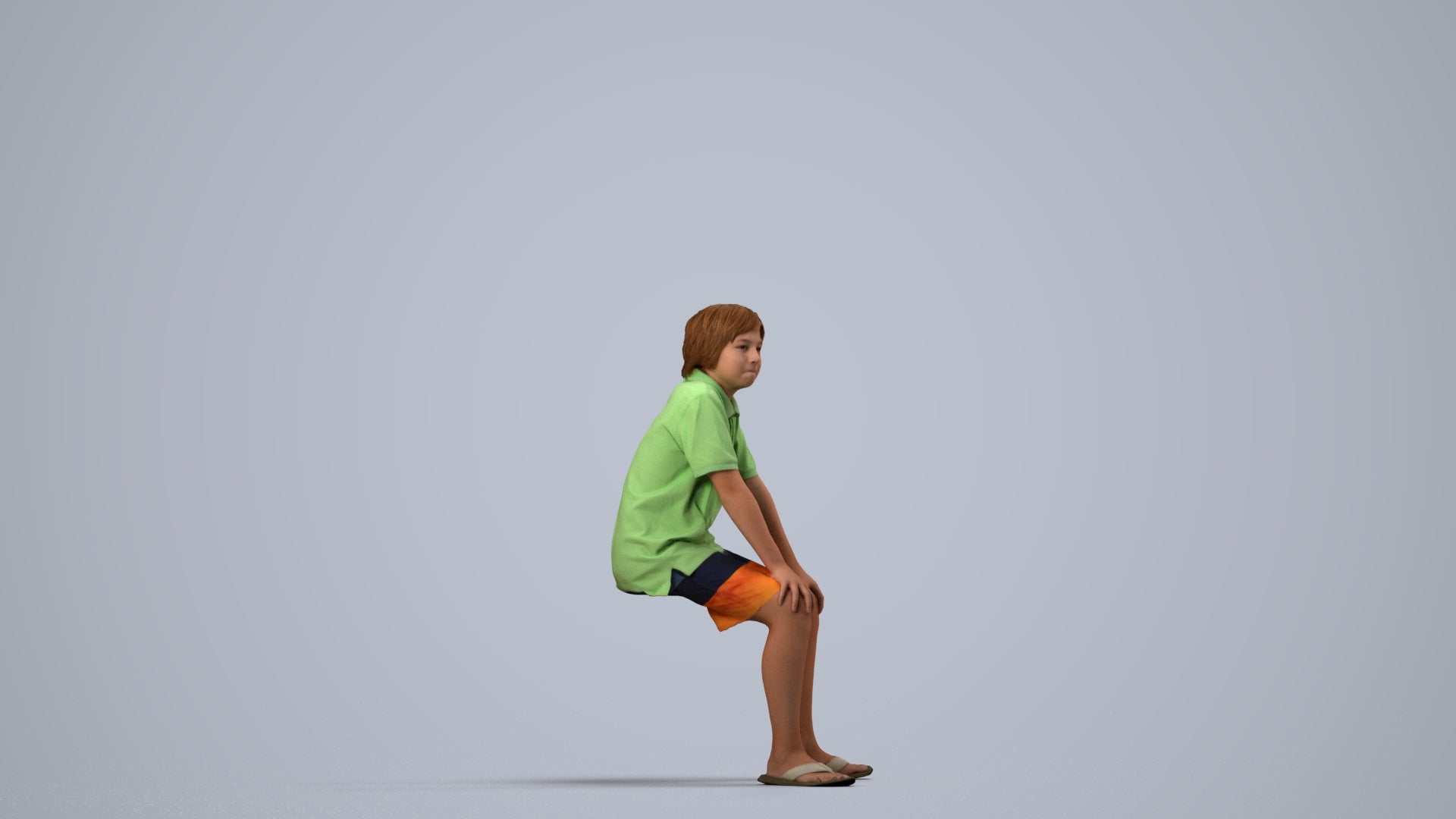 scanned 3D boy kids, photogrammetry people for Enscape and V-Ray, side view render