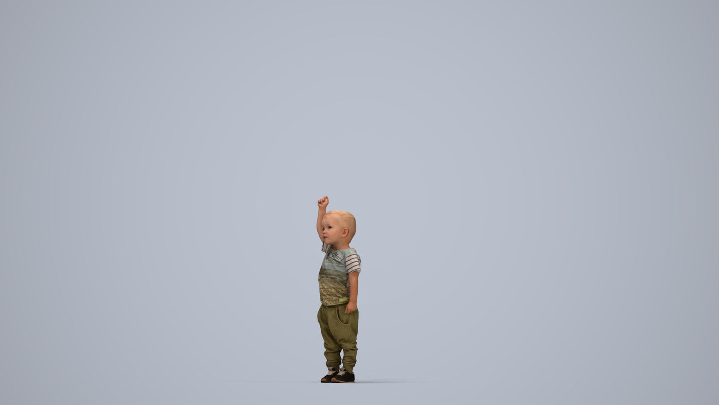 realistic 3D people boy casual kids, render-ready for V-Ray and Corona, FBX OBJ, top-down view render