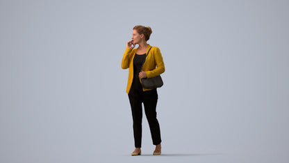 3D people model woman casual walking, scanned human for 3ds Max rendering, three-quarter view render