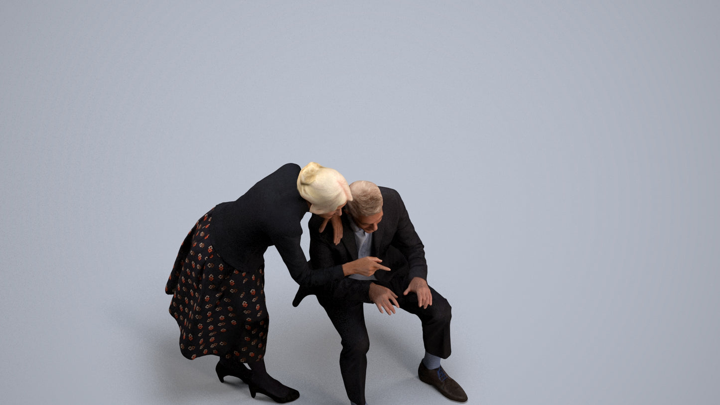 realistic 3D people senior woman business, render-ready for V-Ray and Corona, FBX OBJ, back view render
