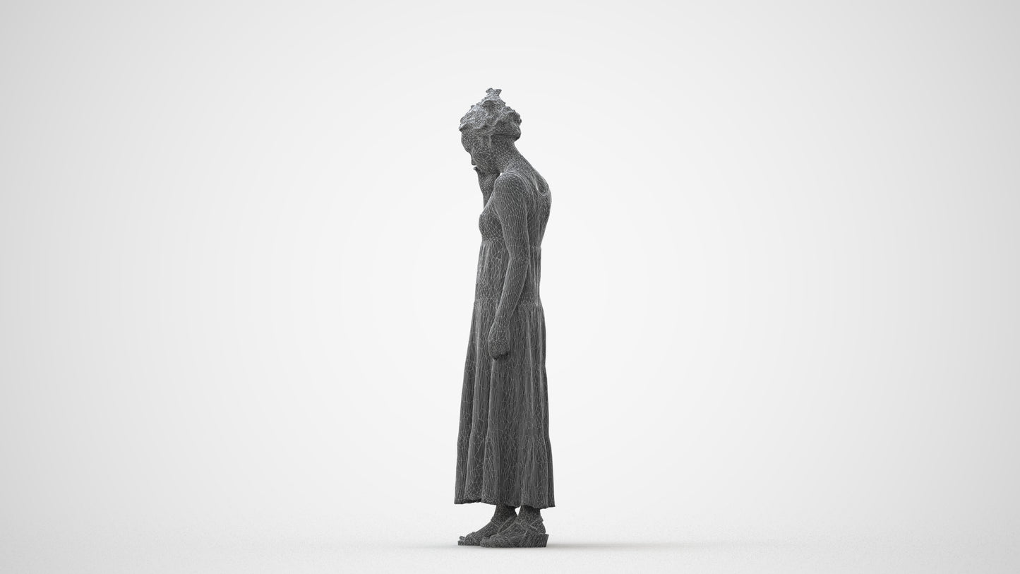 3D people model woman casual standing, scanned human for 3ds Max rendering, square thumbnail