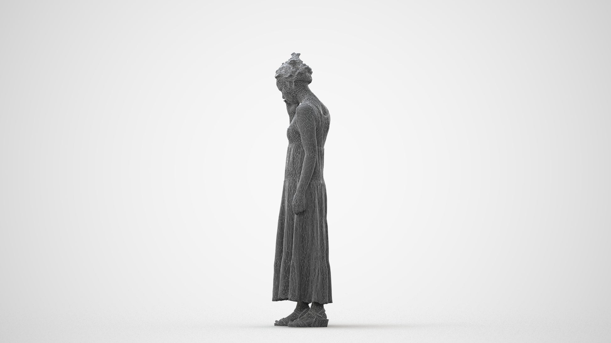 3D people model woman casual standing, scanned human for 3ds Max rendering, square thumbnail