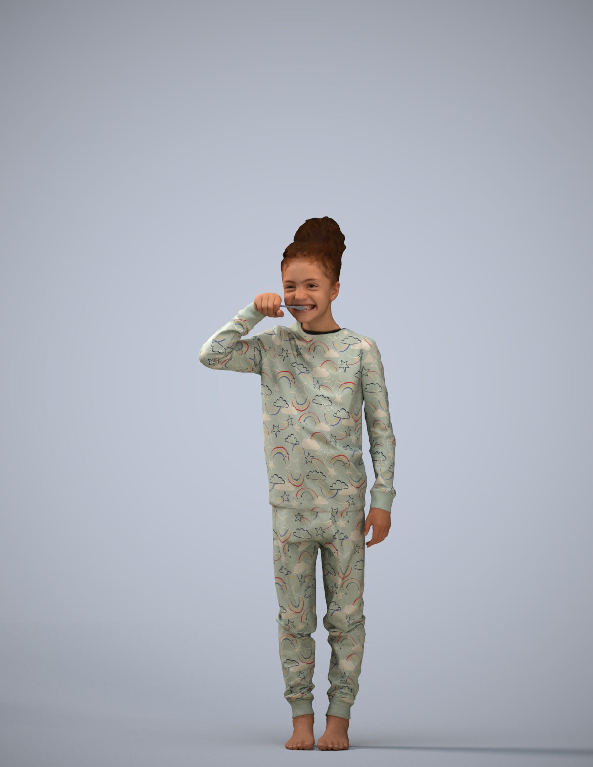 3D human model girl kids, photogrammetry scanned person for archviz