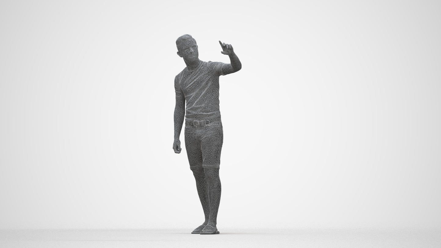 3D scanned boy kids casual, photorealistic archviz people for Enscape and SketchUp, wireframe back view