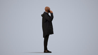 photogrammetry 3D man business standing, realistic human model archviz FBX, side view render