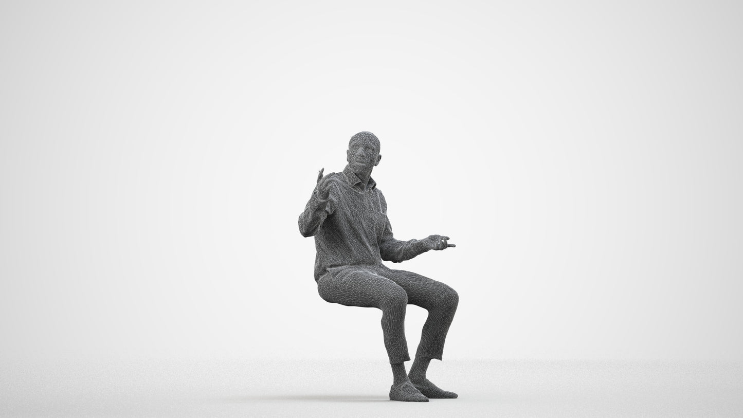 photogrammetry 3D man business, realistic human model archviz FBX, wireframe side view