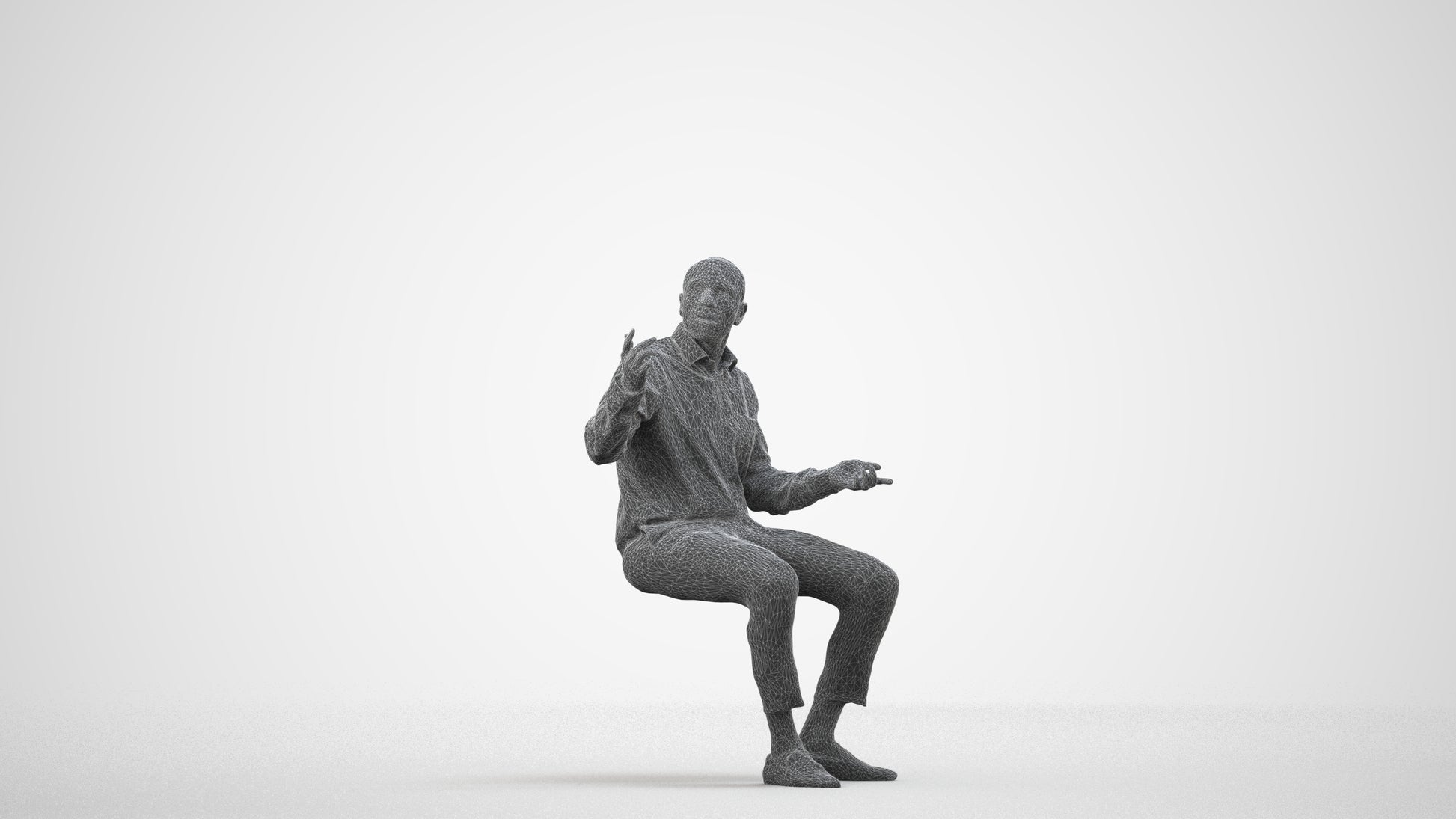 photogrammetry 3D man business, realistic human model archviz FBX, wireframe side view