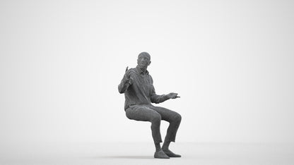 photogrammetry 3D man business, realistic human model archviz FBX, wireframe side view