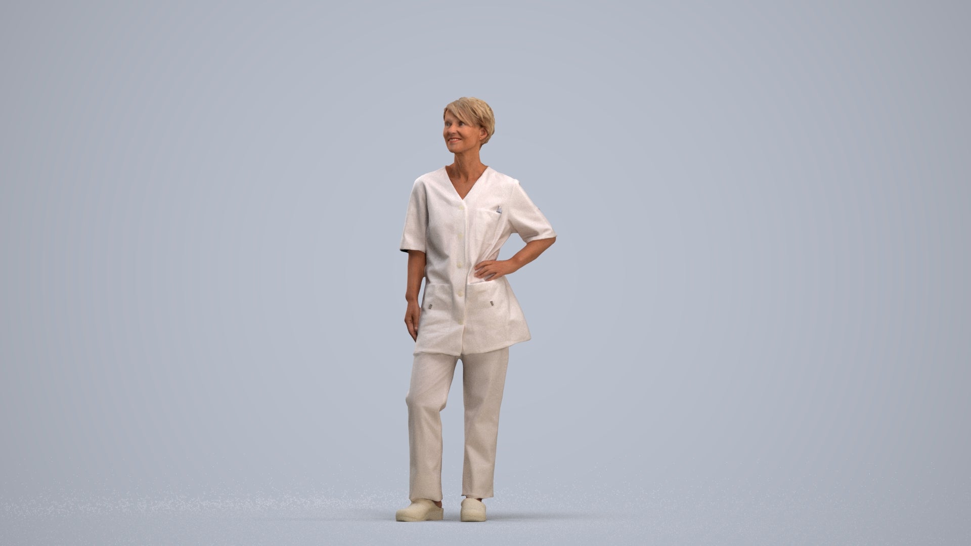 scanned 3D senior woman medical, photogrammetry people for Enscape and V-Ray, standing pose render