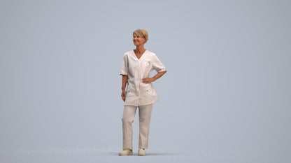scanned 3D senior woman medical, photogrammetry people for Enscape and V-Ray, standing pose render