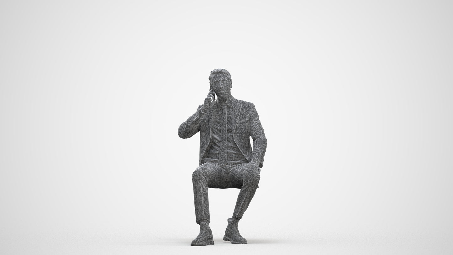 scanned 3D man business, photogrammetry people for Enscape and V-Ray, three-quarter front view render