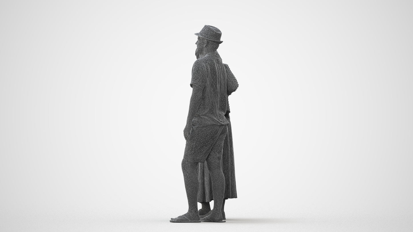 3D human model woman standing, photogrammetry scanned person for archviz, square thumbnail