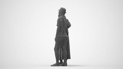3D human model woman standing, photogrammetry scanned person for archviz, square thumbnail