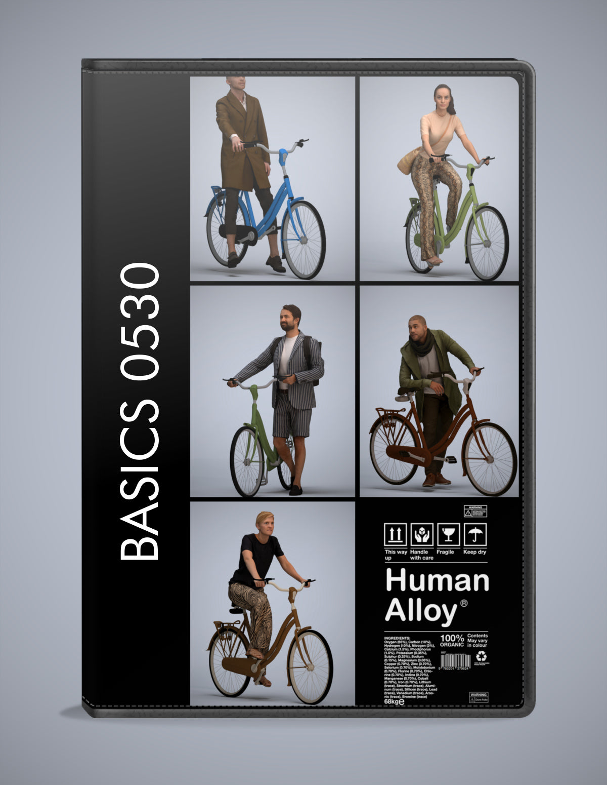 3D human models cycling bundle, 5 photogrammetry scanned people for archviz