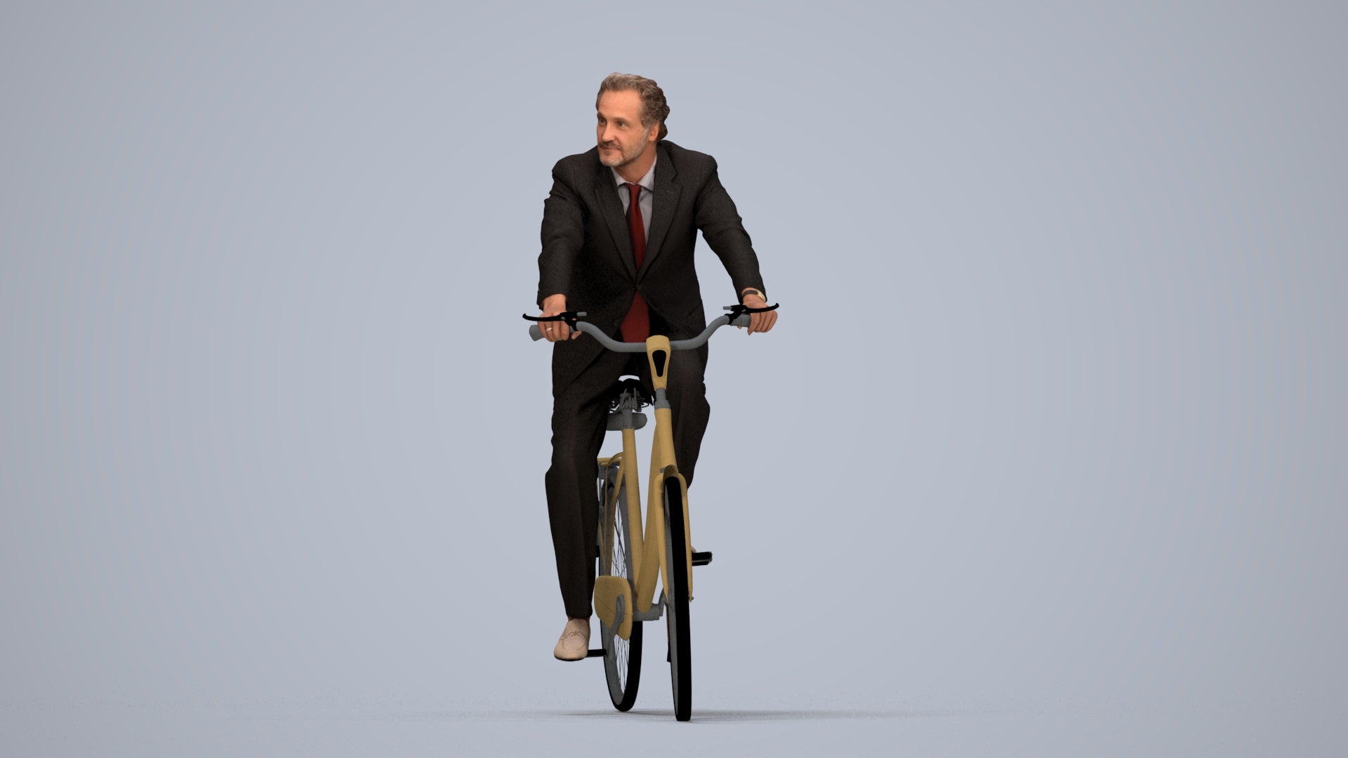 realistic 3D people man business cycling, render-ready for V-Ray and Corona, FBX OBJ, top-down view render