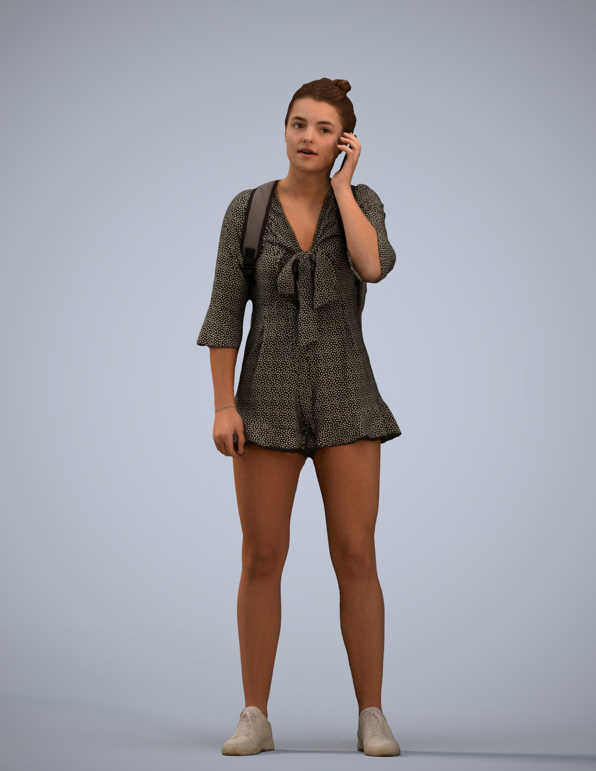 3D scanned girl kids casual, photorealistic archviz people for Enscape and SketchUp