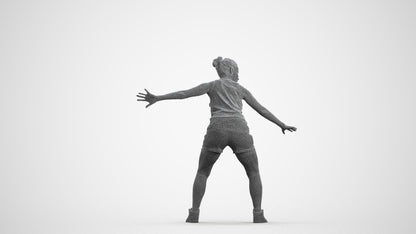 photogrammetry 3D woman sport, realistic human model archviz FBX, wireframe front view