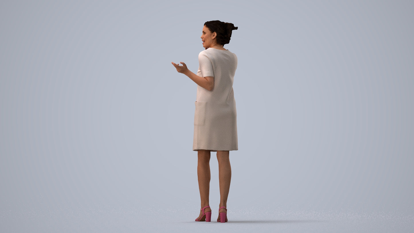 realistic 3D human woman business walking, archviz people FBX OBJ for Blender, three-quarter view render