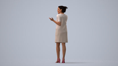 realistic 3D human woman business walking, archviz people FBX OBJ for Blender, three-quarter view render
