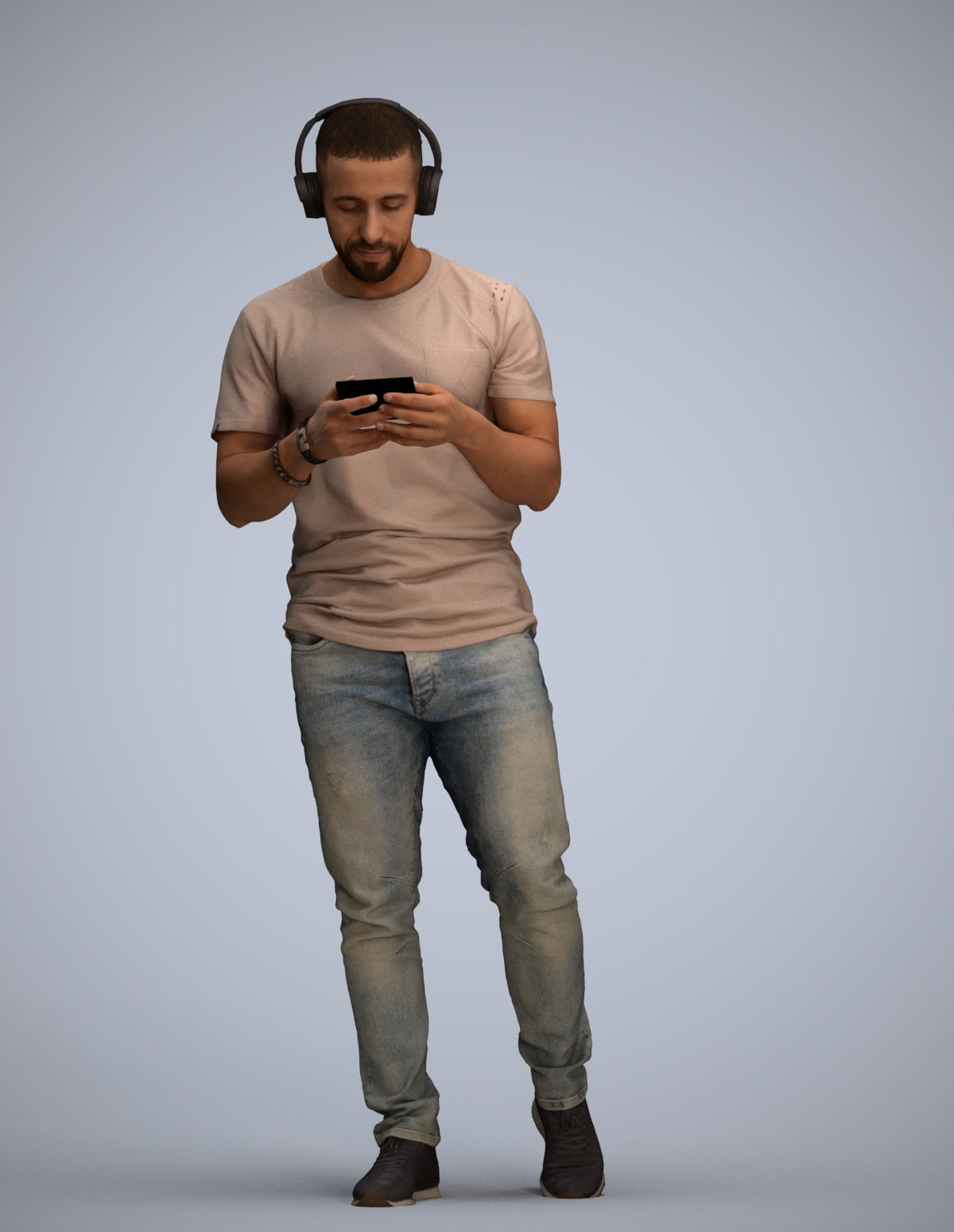 realistic 3D man casual standing, scanned archviz people for Blender and 3ds Max