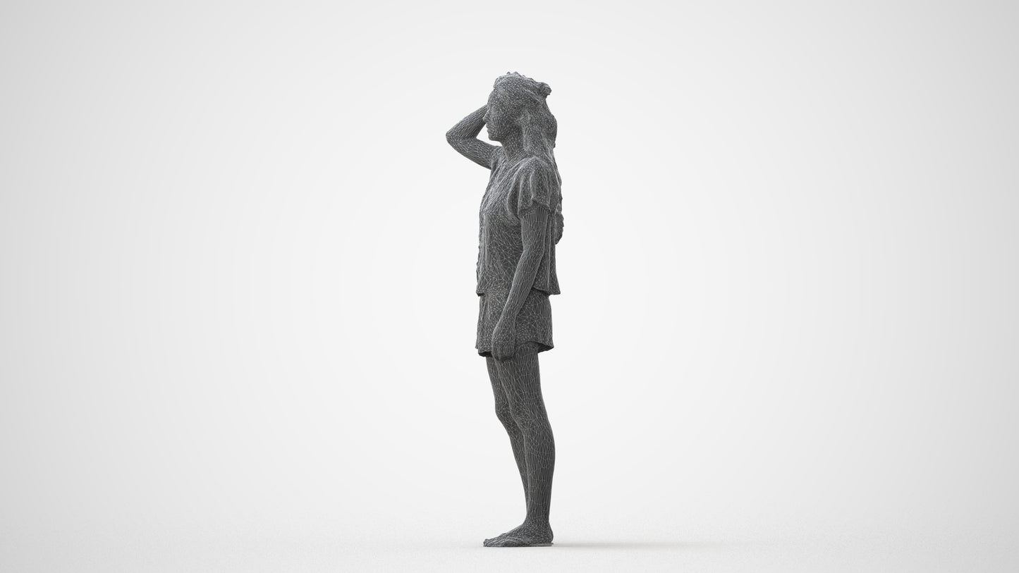 photogrammetry 3D woman casual standing, realistic human model archviz FBX, square thumbnail