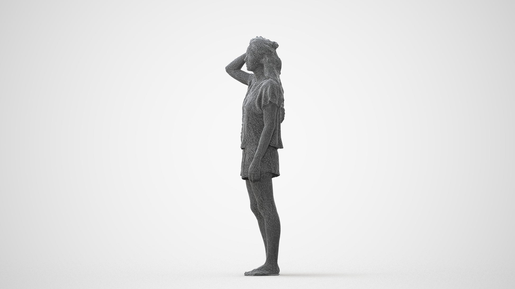 photogrammetry 3D woman casual standing, realistic human model archviz FBX, square thumbnail
