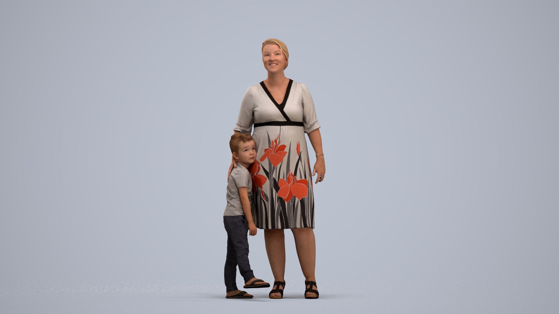 photogrammetry 3D girl casual kids, realistic human model archviz FBX, standing pose render