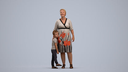 photogrammetry 3D girl casual kids, realistic human model archviz FBX, standing pose render