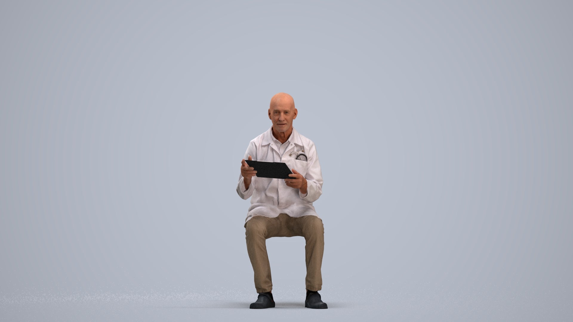 photogrammetry 3D senior man medical, realistic human model archviz FBX, standing pose render