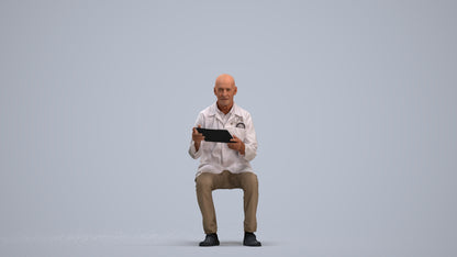 photogrammetry 3D senior man medical, realistic human model archviz FBX, standing pose render