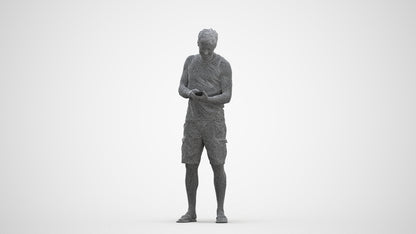 photogrammetry 3D man casual standing, realistic human model archviz FBX, three-quarter front view render