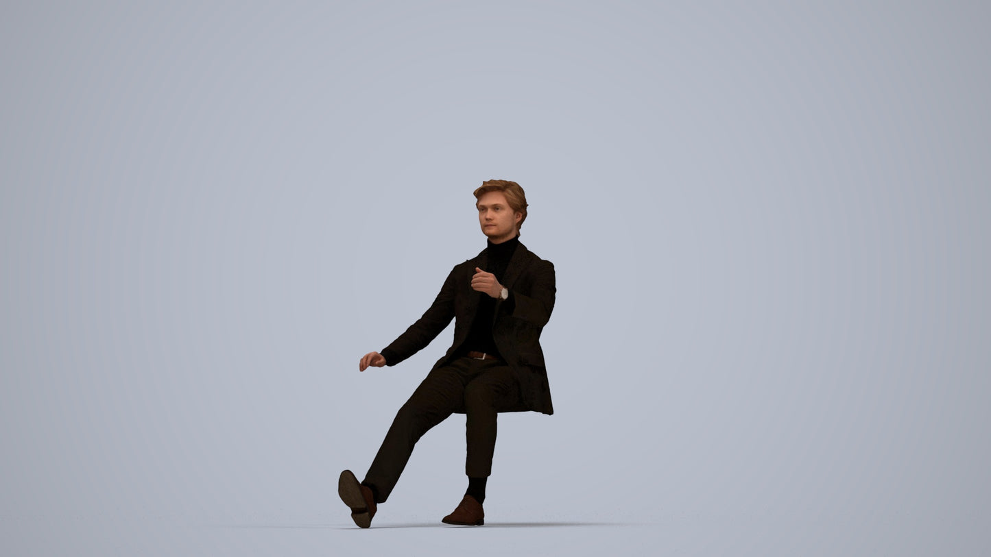 realistic 3D people man business driving, render-ready for V-Ray and Corona, FBX OBJ, top-down view render