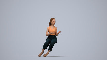 3D people model girl casual kids, scanned human for 3ds Max rendering, top-down view render