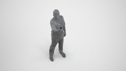 scanned 3D man casual standing, photogrammetry people for Enscape and V-Ray, wireframe three-quarter view