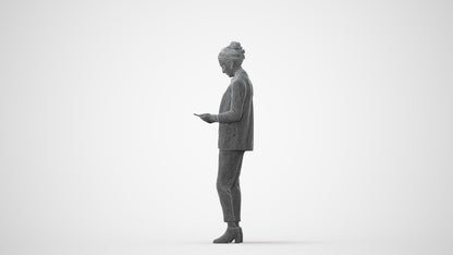 realistic 3D woman business standing, scanned archviz people for Blender and 3ds Max, square thumbnail