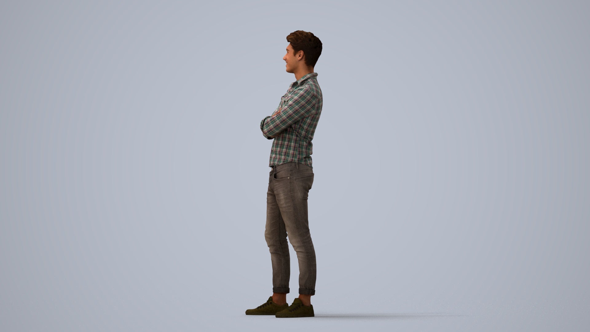 realistic 3D man casual mix, scanned archviz people for Blender and 3ds Max, three-quarter view render